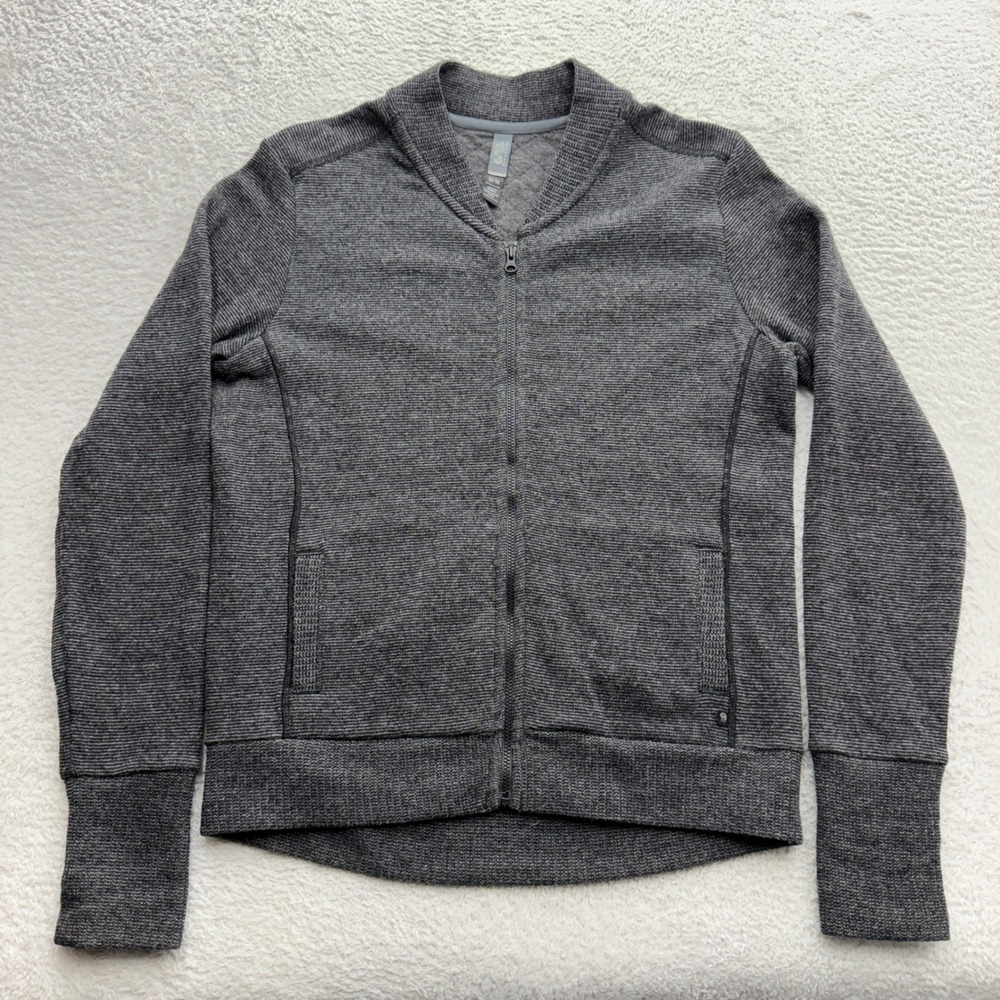 Mountain Hardwear Womens Gray Wool Blend Full Zip Bomber Jacket Thumbholes M